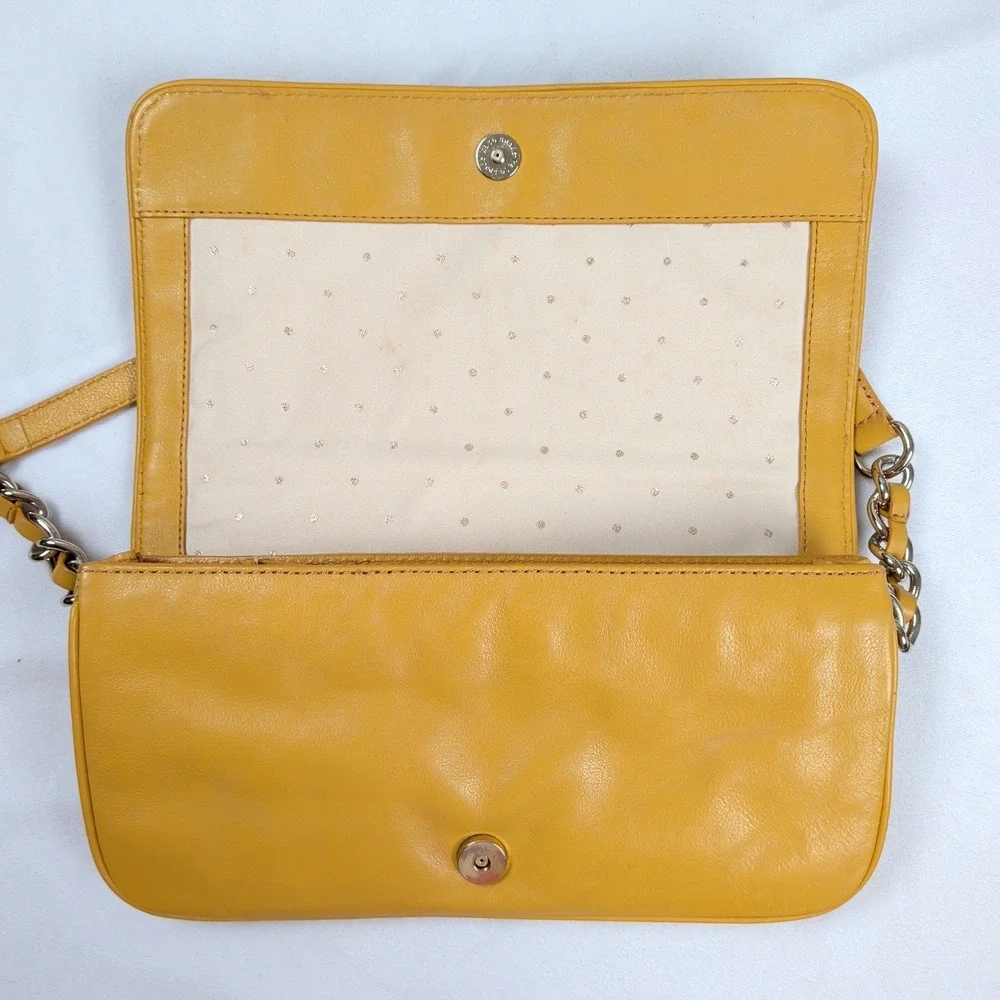 Kate Spade High Line Leica Leather Shoulder Bag Purse Handbag Mustard Yellow